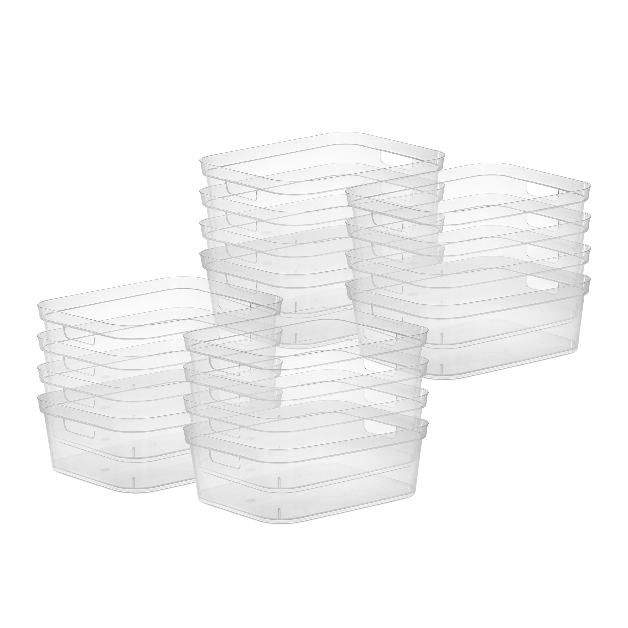 Sterilite 5.25 x 12 x 15 Inch Storage Bin w/ Carry Through Handles, Clear, 16 Ct - VMInnovations