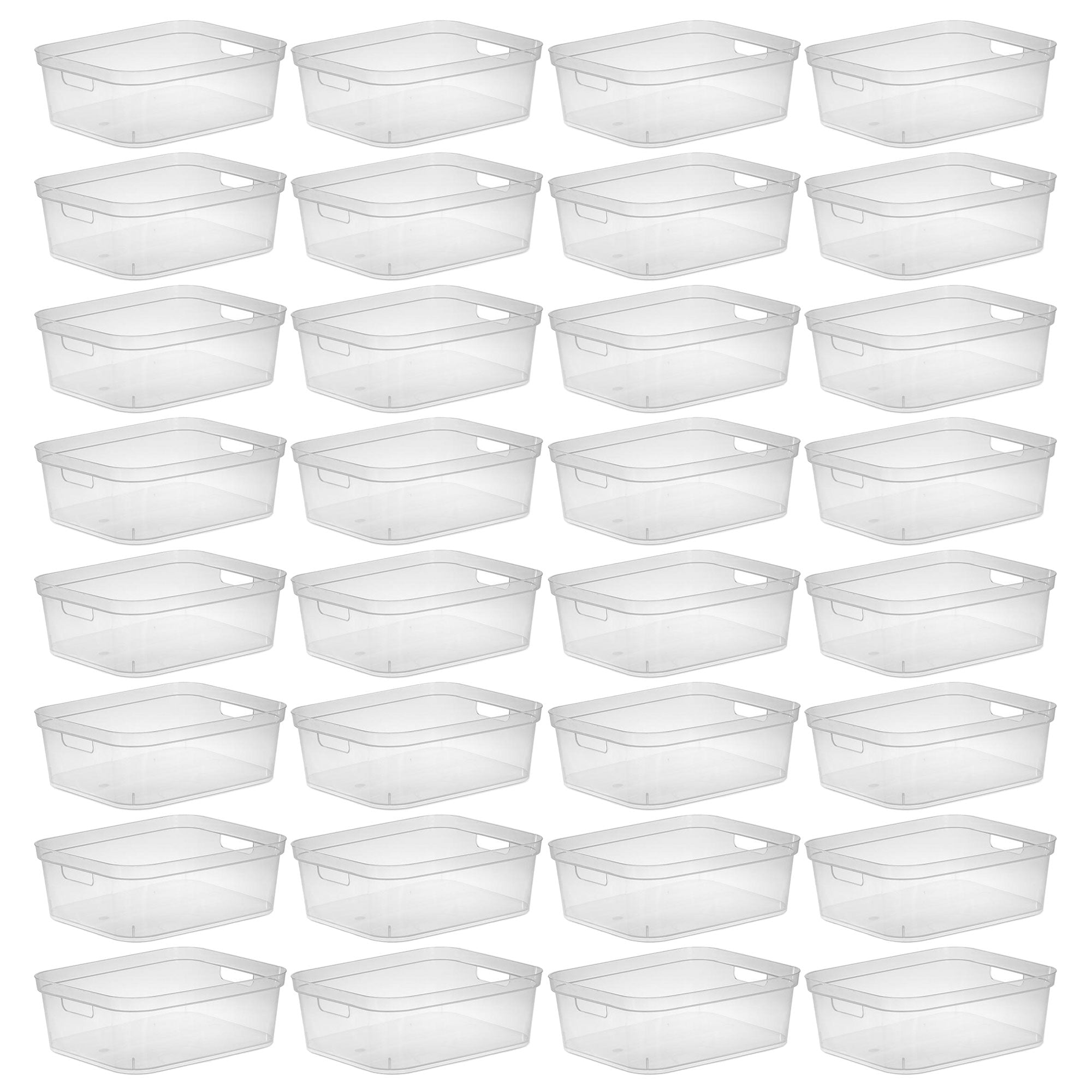 Sterilite 5.25 x 12 x 15 Inch Storage Bin w/ Carry Through Handles, Clear, 32 Ct