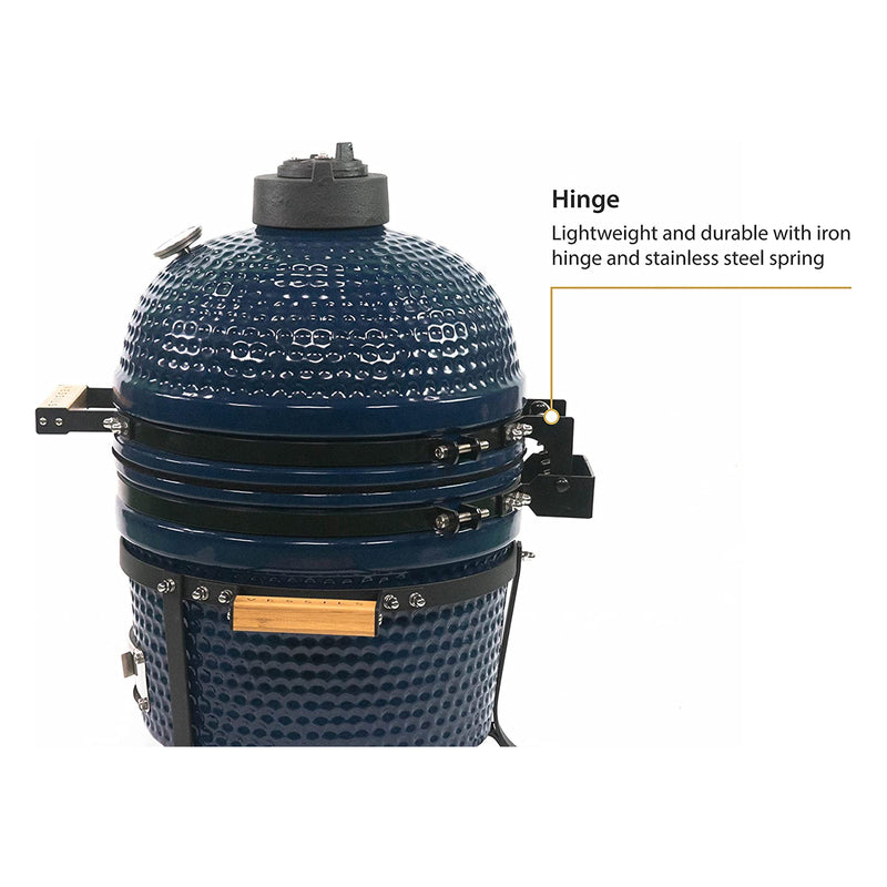 VESSILS 15 Inch Kamado Barbecue Charcoal Grill with Built-In Thermometer, Blue