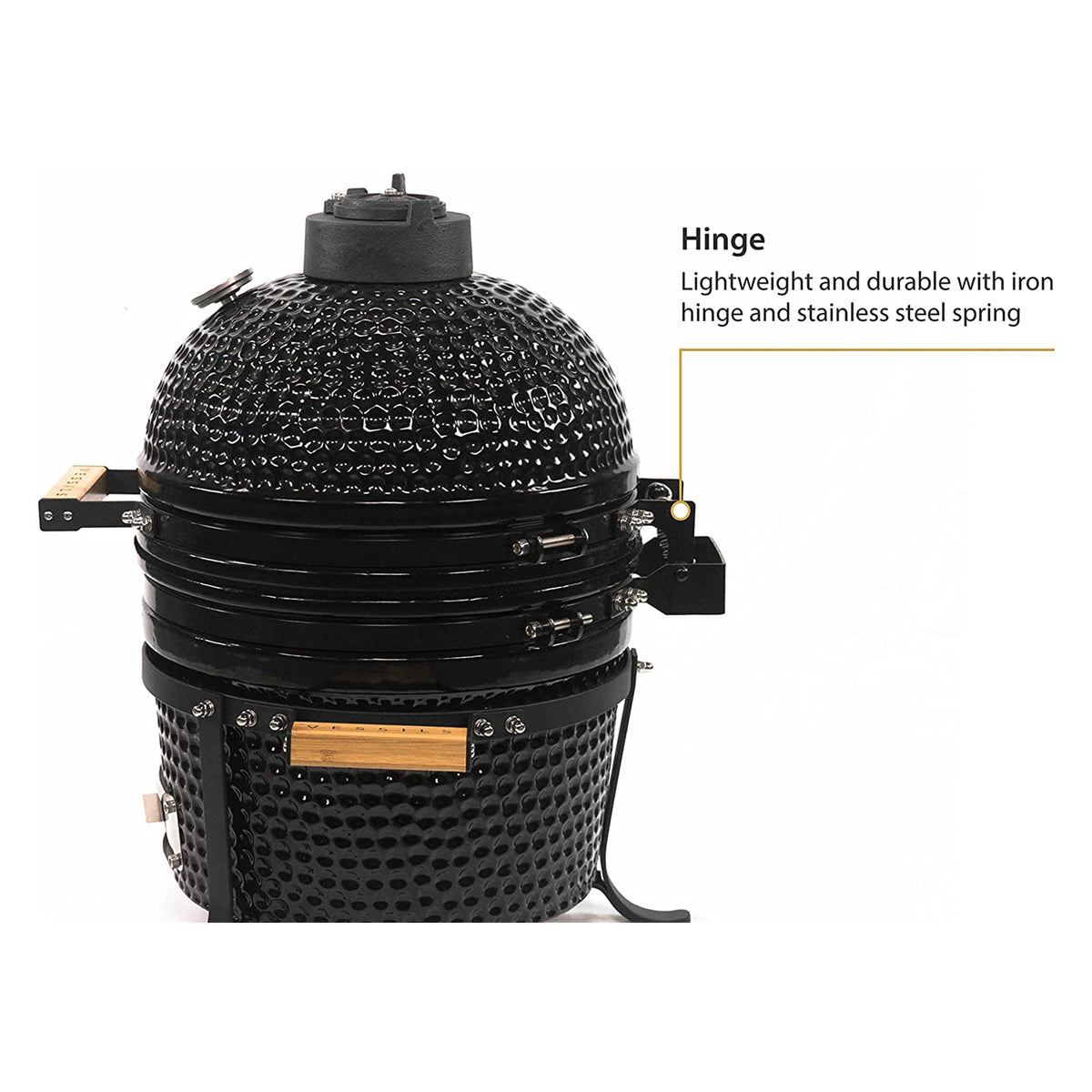 VESSILS 15 Inch Kamado Barbecue Charcoal Grill with Built-In Thermometer, Black