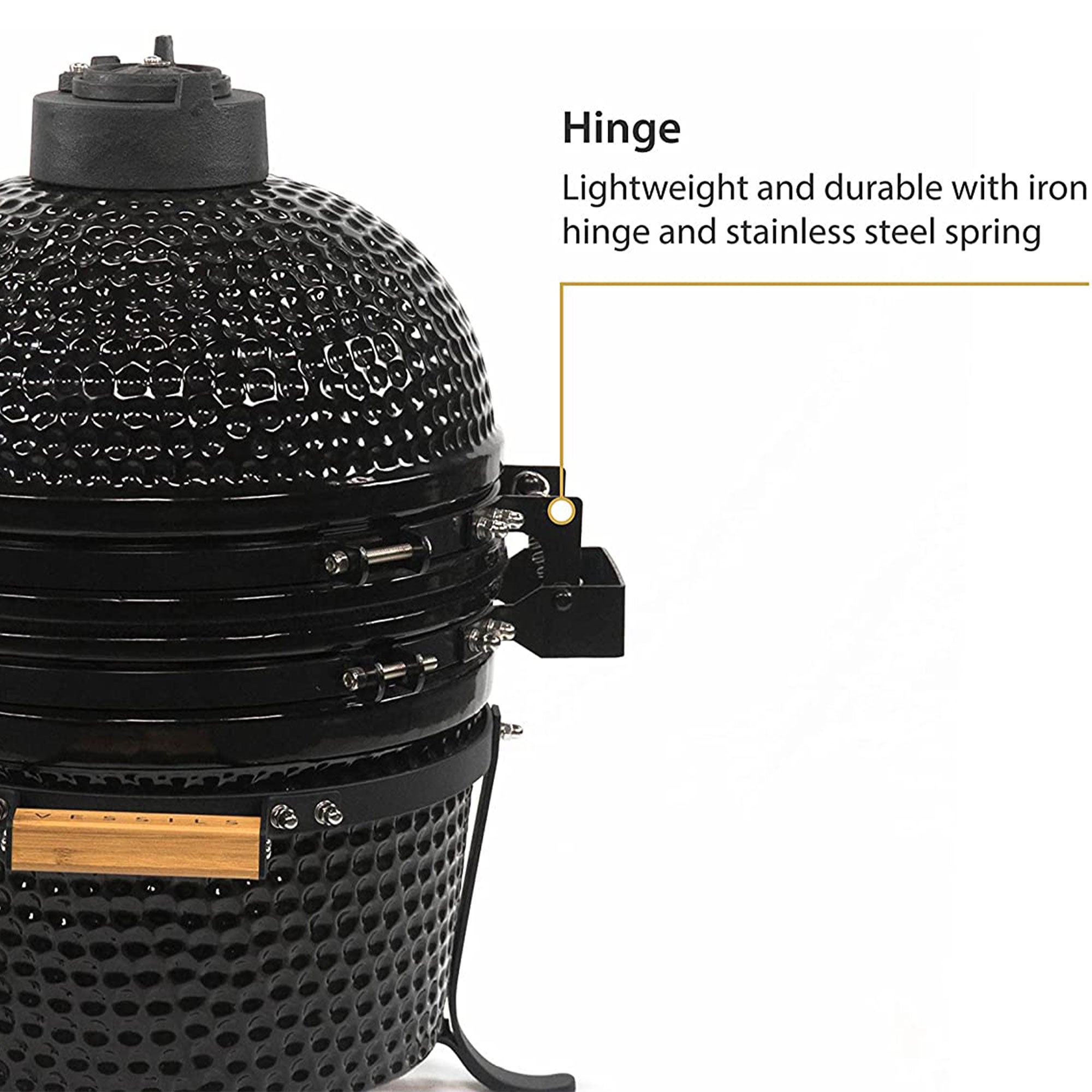 VESSILS 13 Inch Kamado Barbecue Charcoal Grill with Built In Thermometer, Black