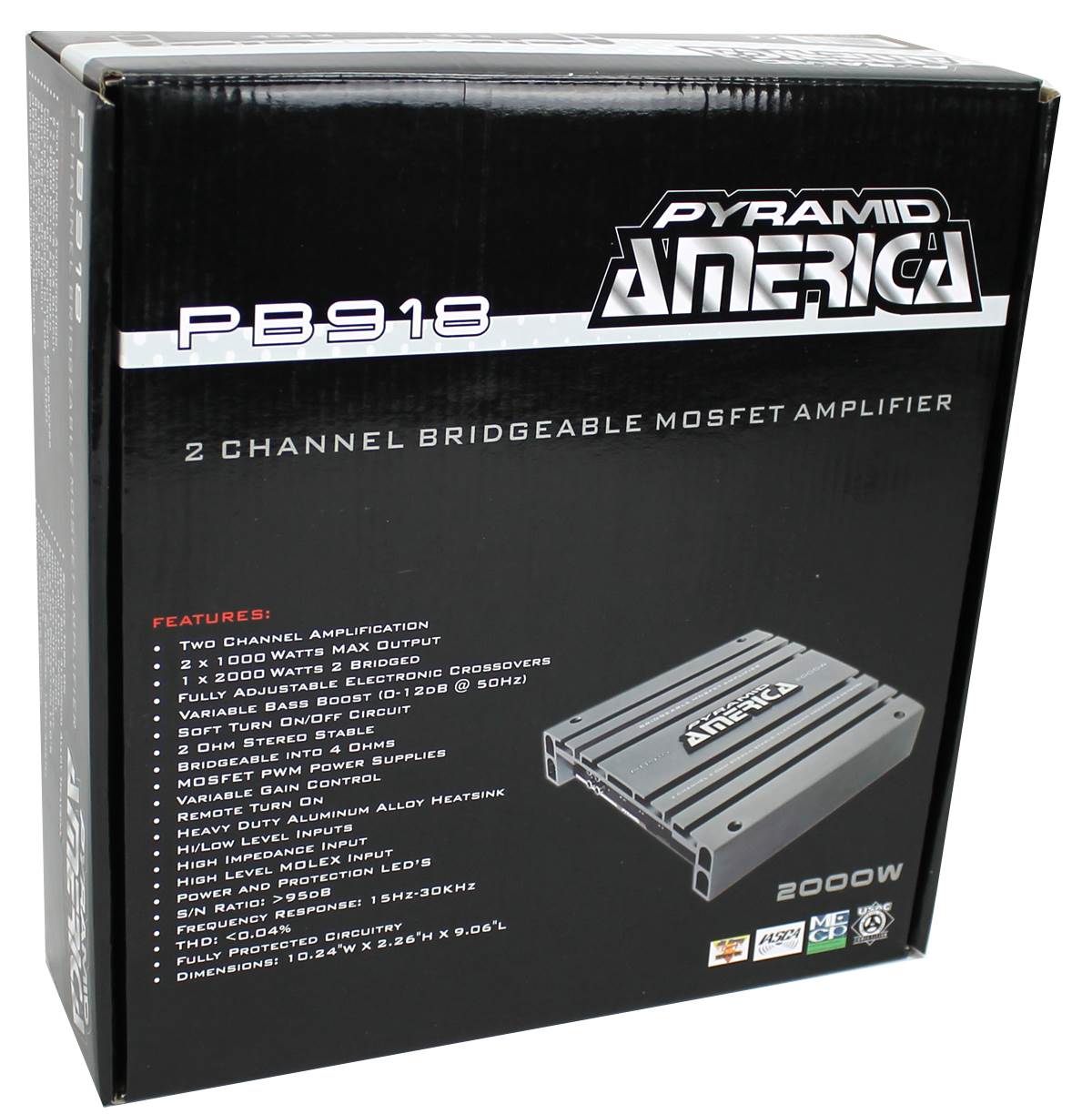 Pyramid 2000W 2 Channel Car Audio Amplifier Power Amp Bridgeable (For Parts)