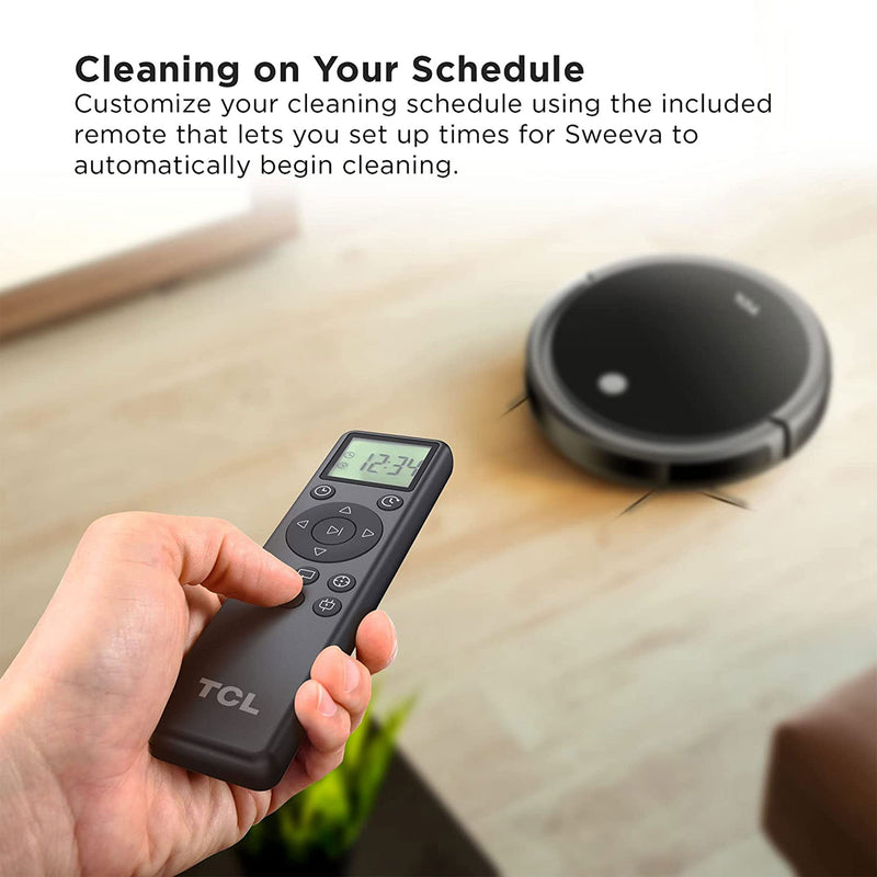 TCL Sweeva 1000 Slim Rechargeable Robot Vacuum Cleaner w/ Remote Control, Black