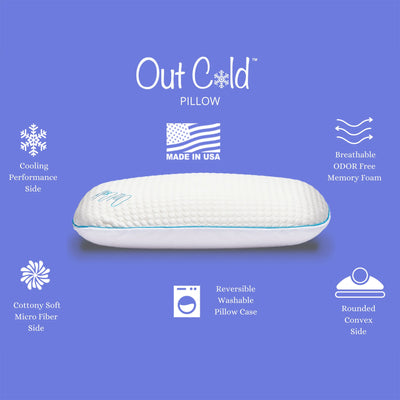 I Love Pillow Out Cold Medium Profile Cooling Pillow w/ Dual Climate Cover, King