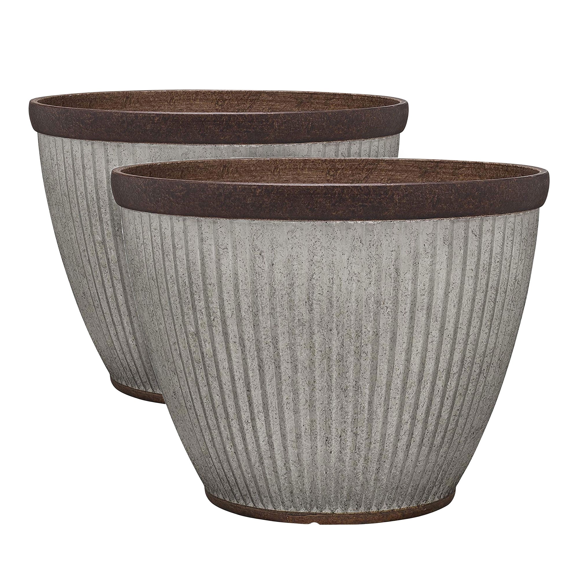 Southern Patio HDR-046868 20.5 Inch Rustic Resin Outdoor Planter Urn (2 Pack) - VMInnovations