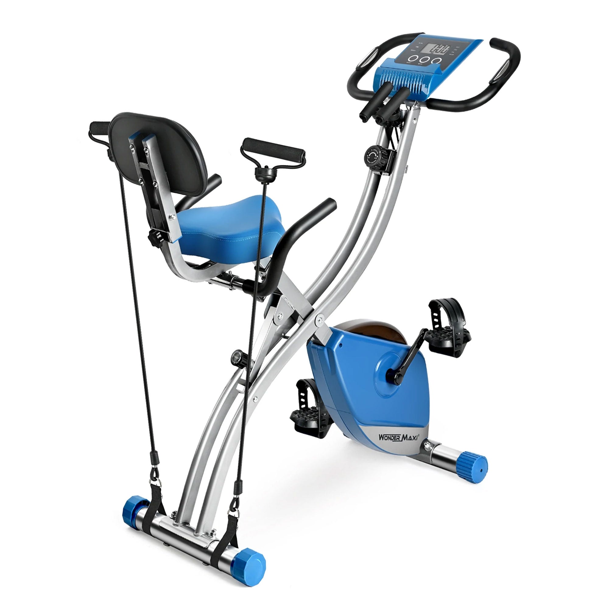 Wonder Maxi Folding Magnetic Indoor Exercise Bike with Arm Resistance Bands - VMInnovations