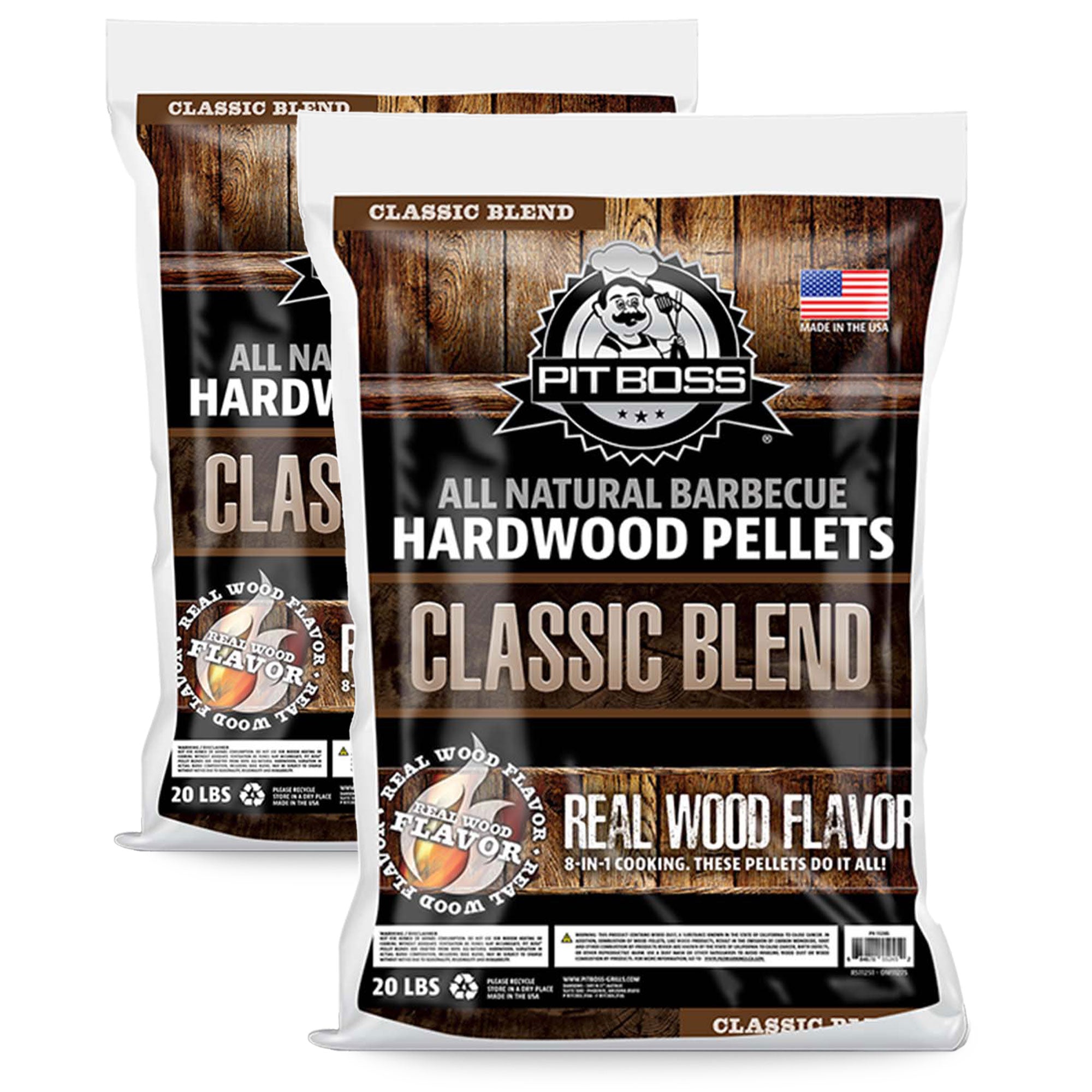 Pit Boss 20 Pound Classic Blend Pecan, Hickory & Mesquite Hardwood Pellets, 2 Ct