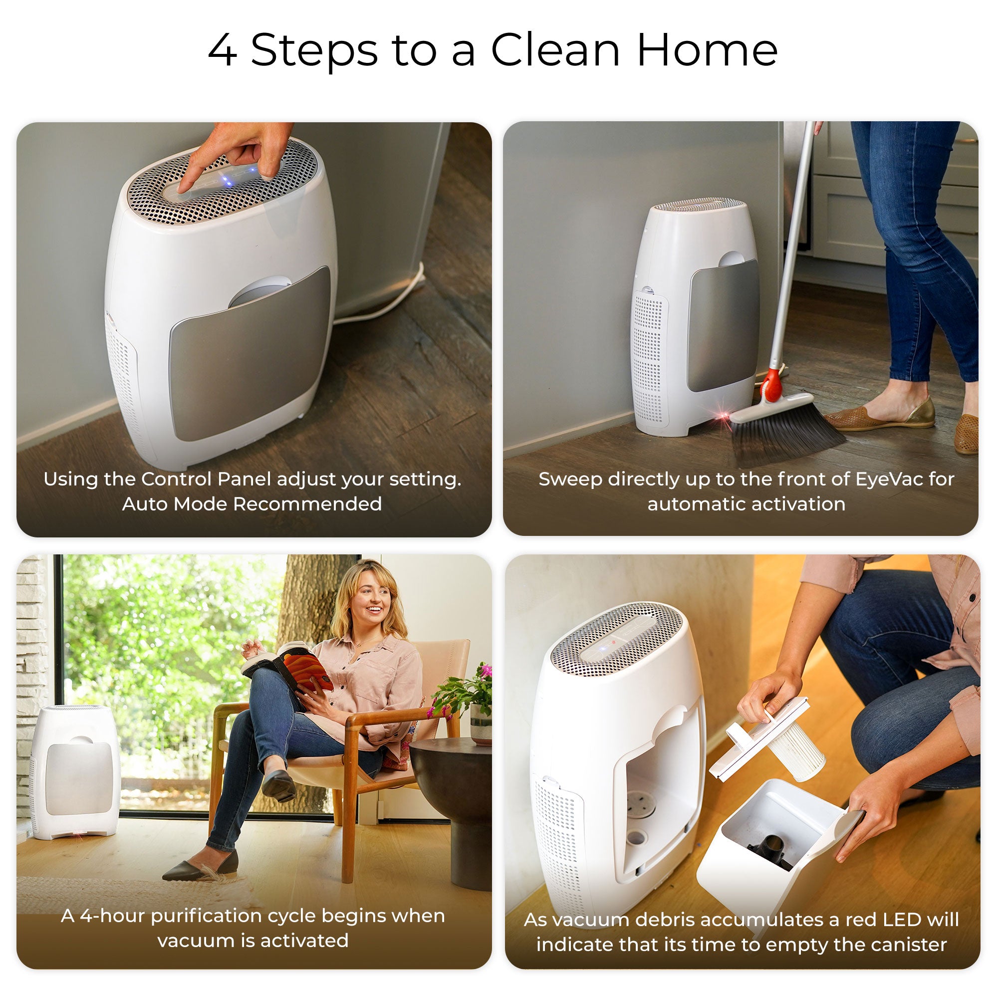 EyeVac Air 2-in-1 Air Purifier and Touchless Canister Vacuum w/Filter(For Parts)