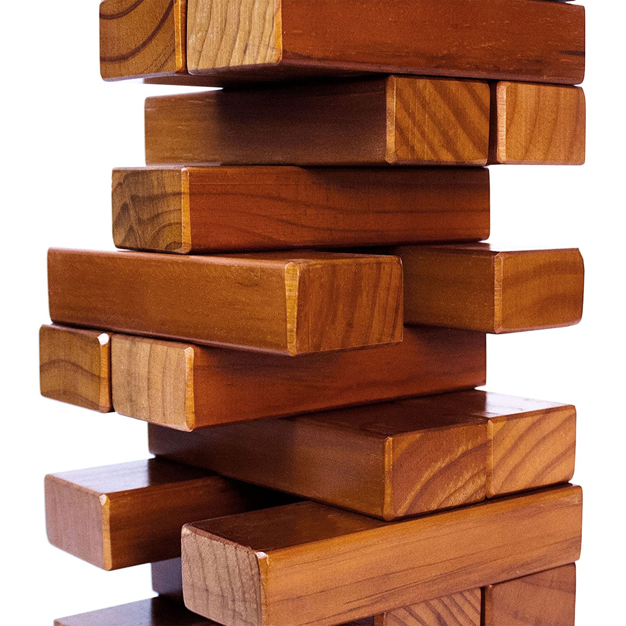 YardGames Tumbling Timbers Wood Stacking Game w/54 Stained Pine Blocks(Open Box) - VMInnovations