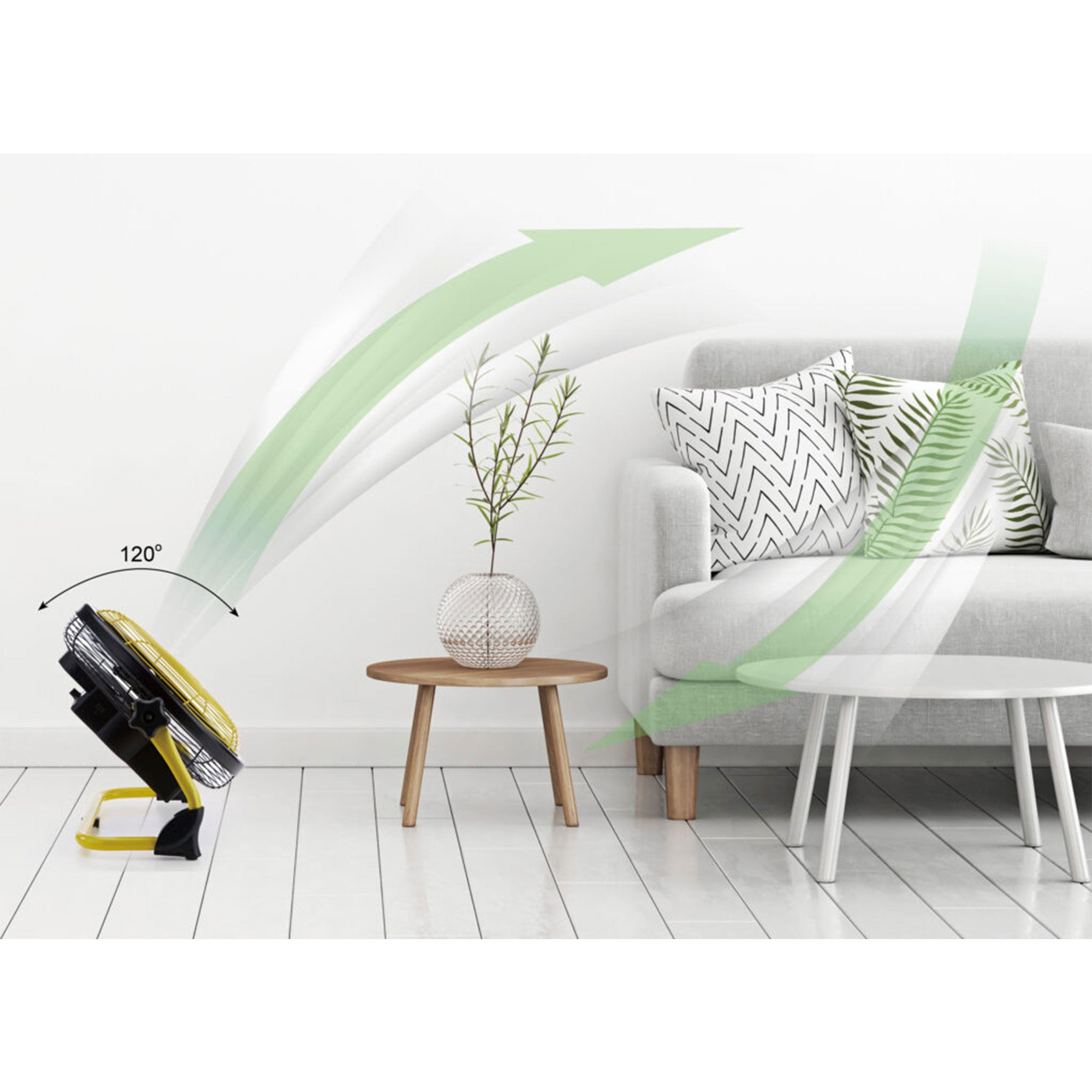 Lifesmart 12 In Rechargeable Battery Powdered Variable Speed Fan, Yellow (Used) - VMInnovations