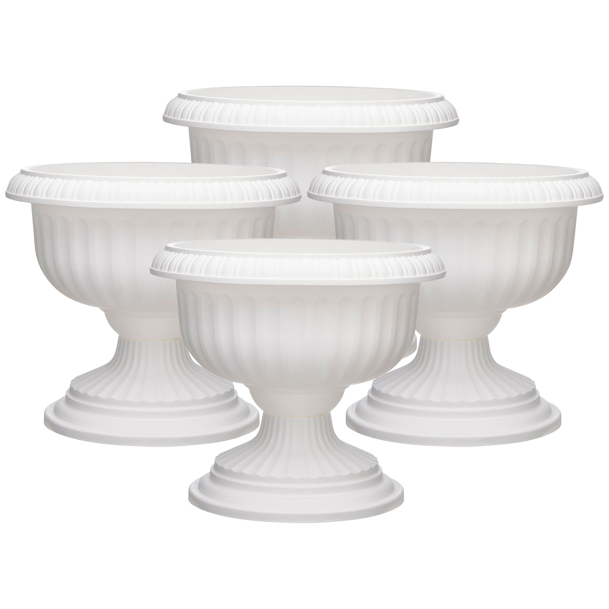 Southern Patio Dynamic Outdoor Resin Grecian Urn Planter Pot, White (4 Pack) - VMInnovations