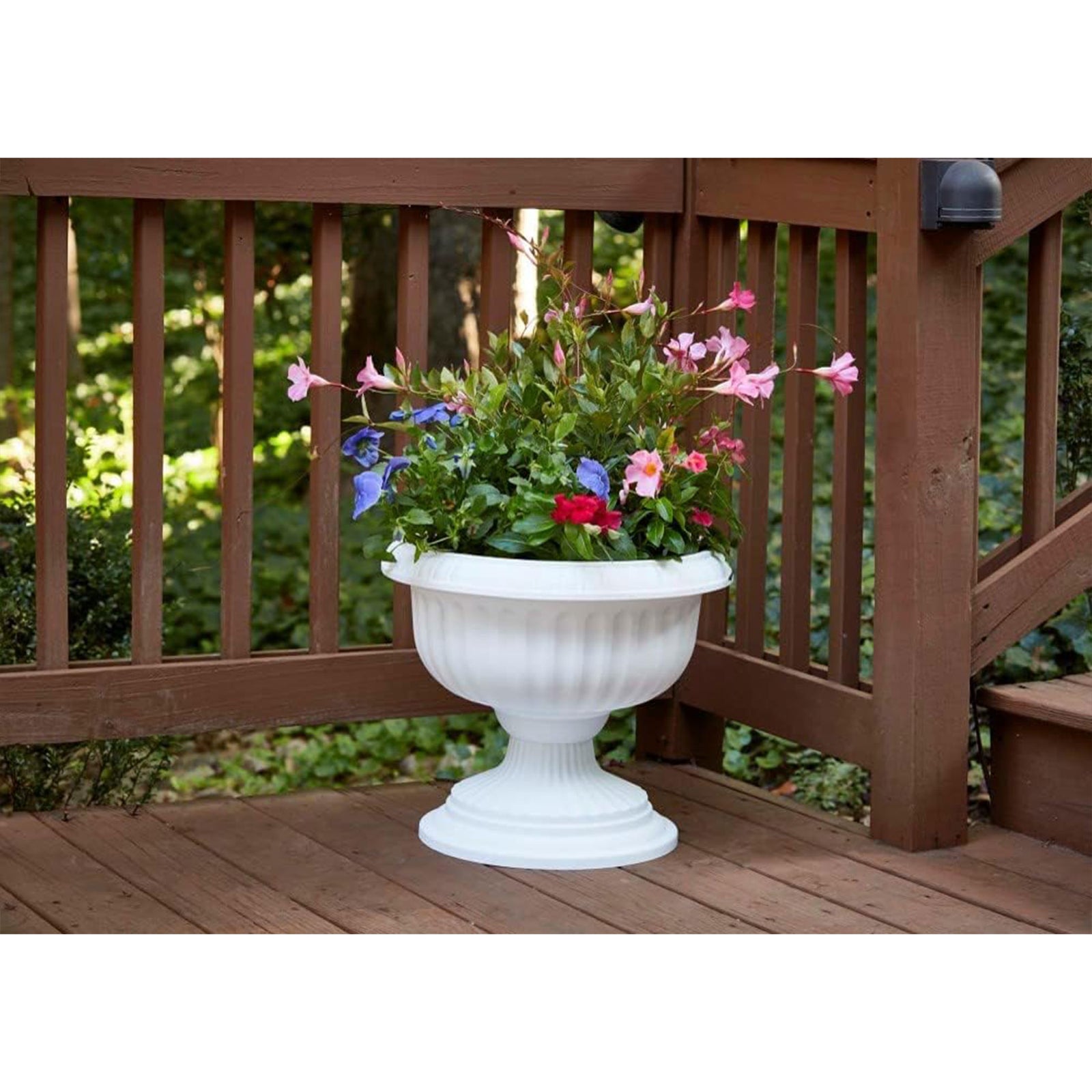 Southern Patio Dynamic Design Outdoor 18 In Resin Grecian Urn Planter Pot, White - VMInnovations