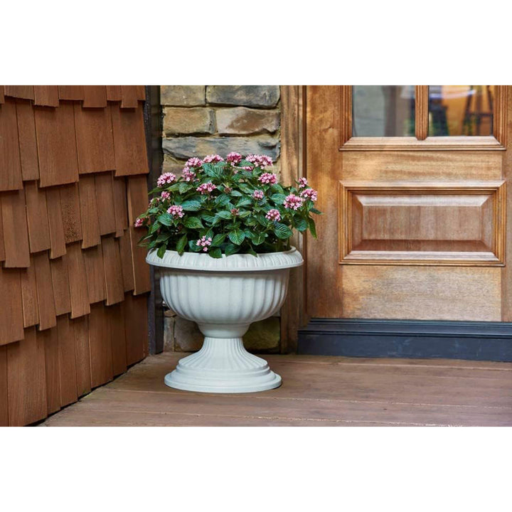 Southern Patio Dynamic Design Outdoor 18 In Resin Grecian Urn Planter Pot, White - VMInnovations