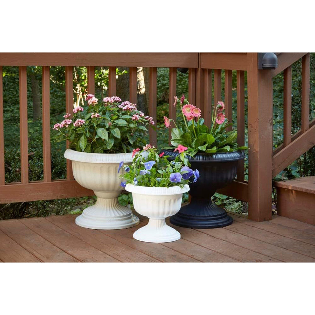Southern Patio Dynamic Design Outdoor 18 In Resin Grecian Urn Planter Pot, White - VMInnovations