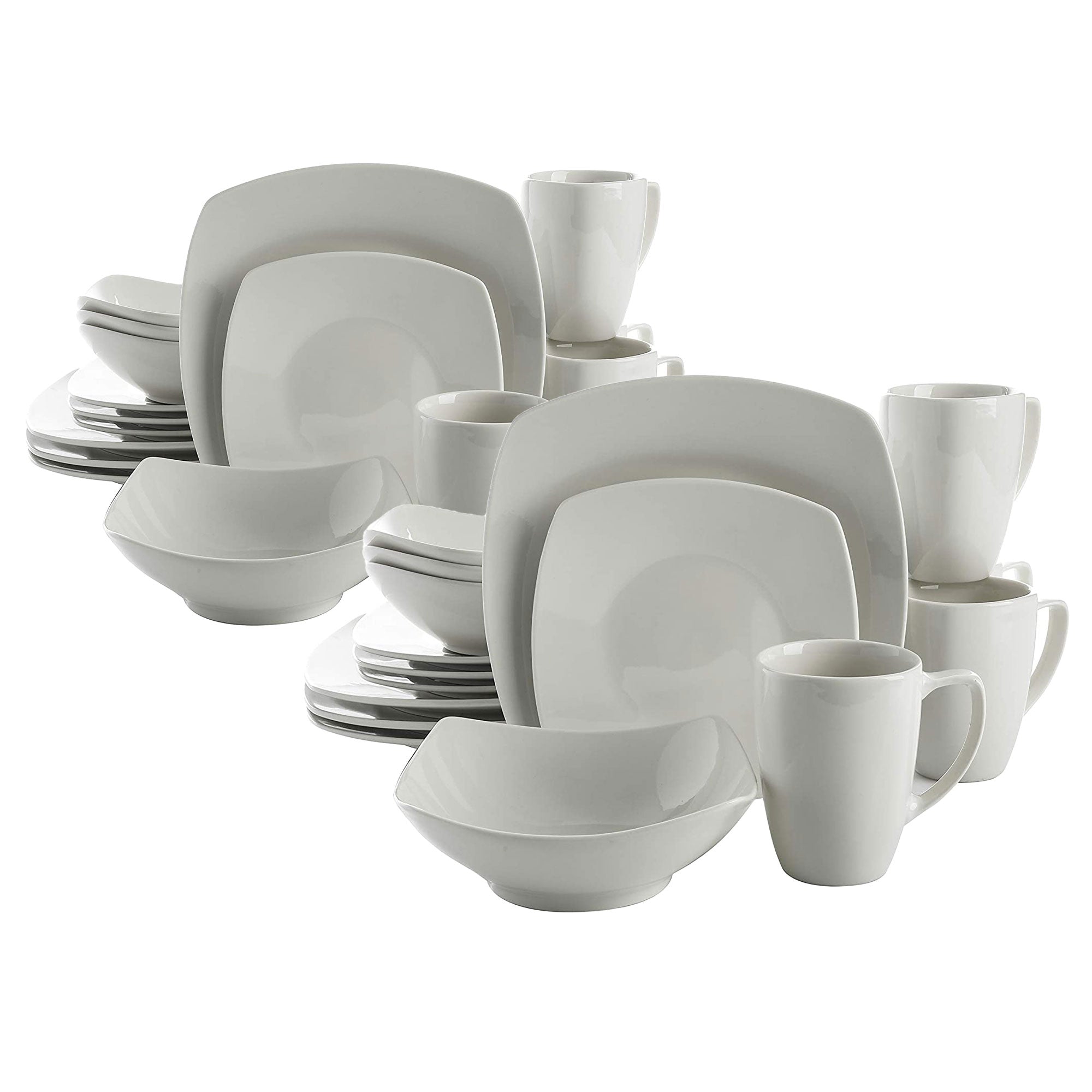 Gibson 102539.16RM Porcelain Zen Buffet 16 Piece Dinnerware Set, White (2 Pack) - VMInnovations