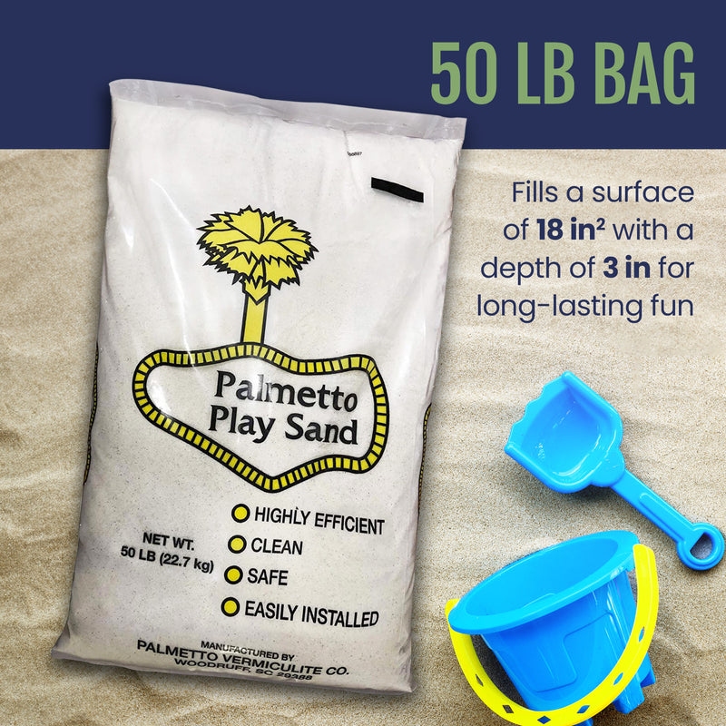 Palmetto Natural Play Sand for Sand Box, Play Areas, & Home Decor, 50 LB, Creme