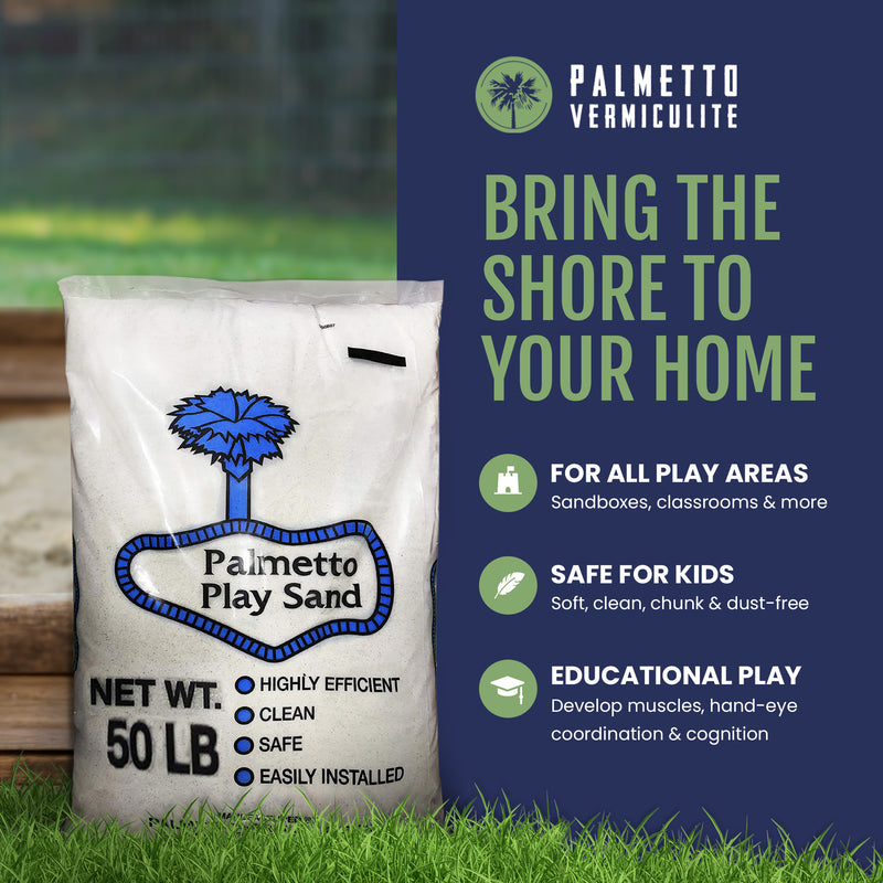 Palmetto Natural Play Sand for Sand Box, Play Areas, & Home Decor, 50 LB, Creme