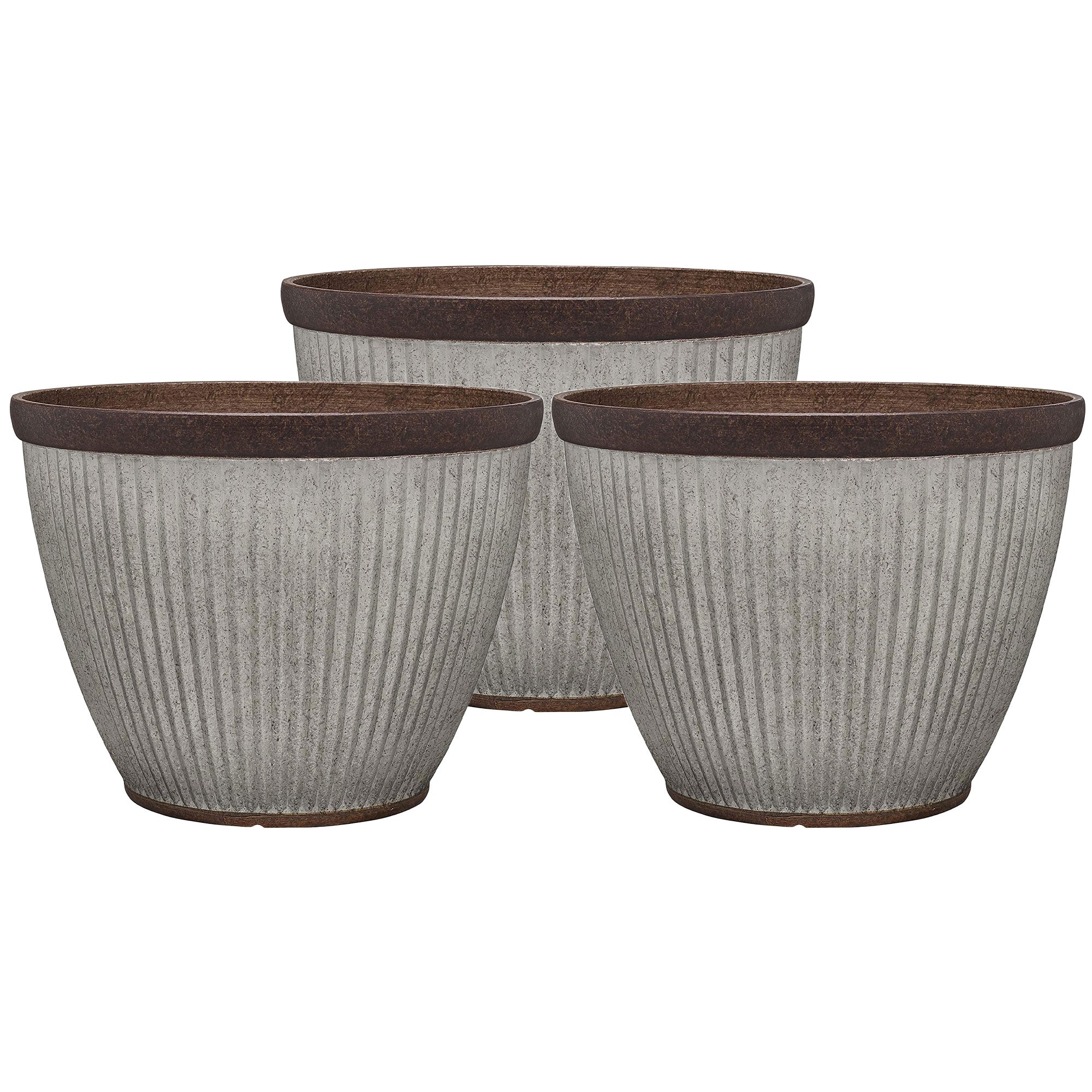Southern Patio HDR-046868 20.5 Inch Rustic Resin Outdoor Planter Urn (3 Pack) - VMInnovations