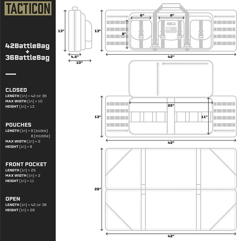 Tacticon Armament BattleBag 36 Inch Nylon Double Slot Bag Gear Case, Dark Tan