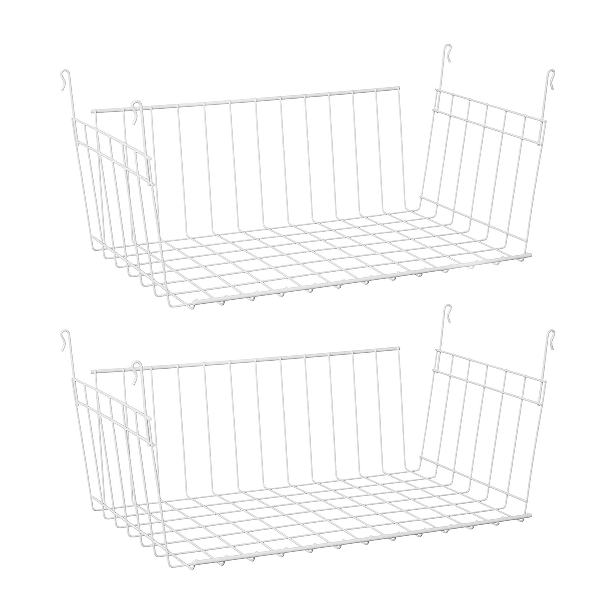 ClosetMaid 17 In Wide Hanging Basket for Wire Shelving Organizer, White (2 Pack) - VMInnovations