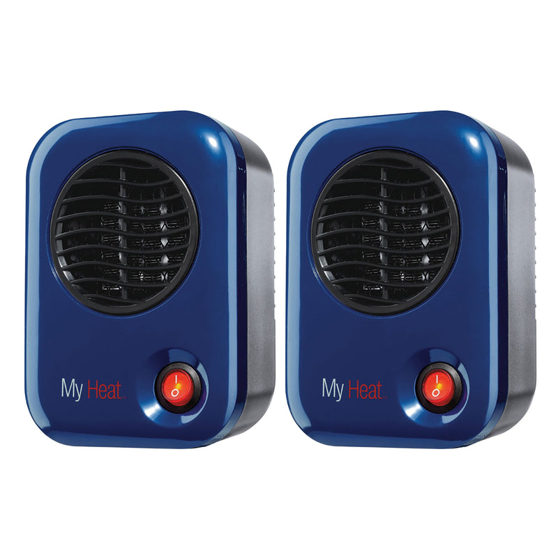 Lasko 102 MyHeat Portable 200W Electric Ceramic Floor Space Heater, Blue, 2 Pack