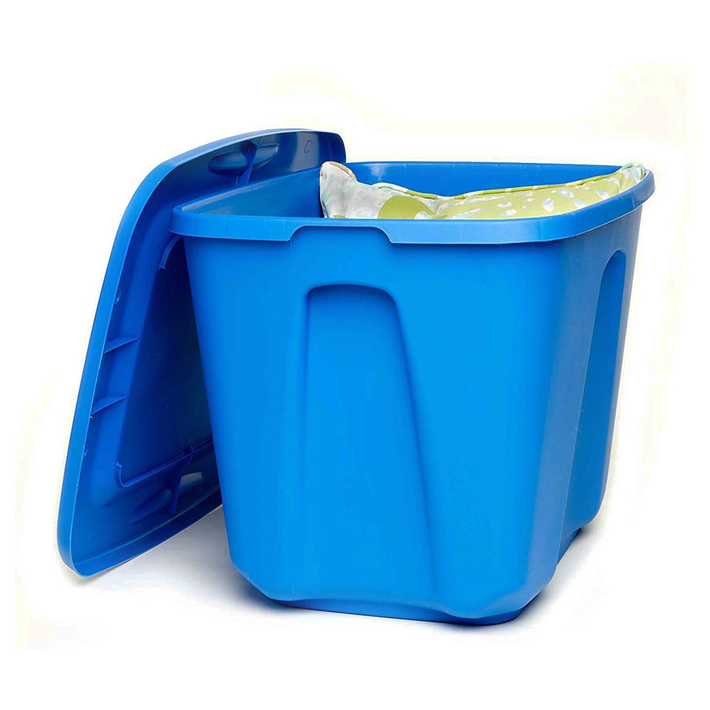 Homz 18 Gallon Standard Plastic Storage Container with Secure Lid, Blue, 8 Pack - VMInnovations