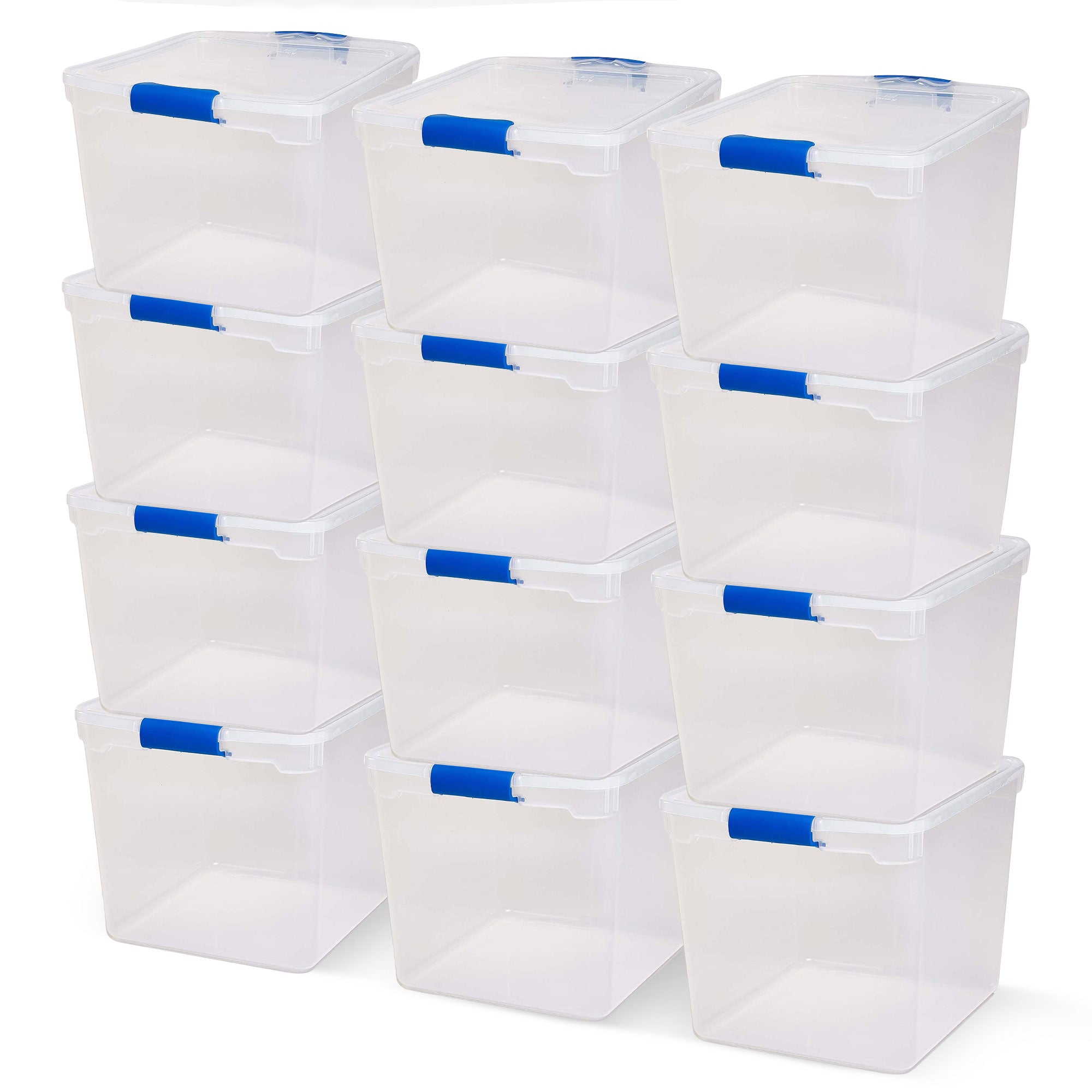 Homz 31 Quart Heavy Duty Clear Plastic Stackable Storage Containers, 12 Pack - VMInnovations