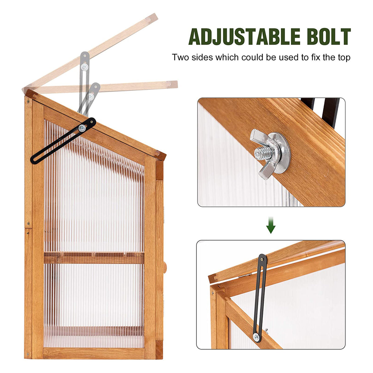 MCombo 2-Tier Outdoor/Indoor Wooden Cold Frame Greenhouse with Shelf and Roof - VMInnovations