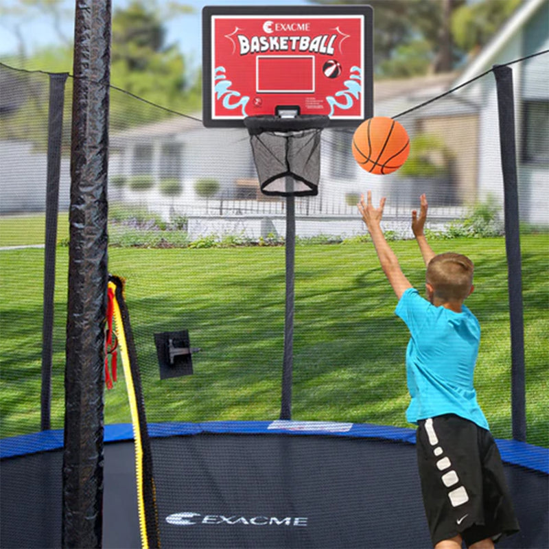 ExacMe Trampoline Basketball Hoop Game Play Sport with U-Bolt Attachment, Red