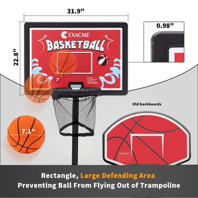 ExacMe Trampoline Basketball Hoop Game Play Sport with U-Bolt Attachment, Red