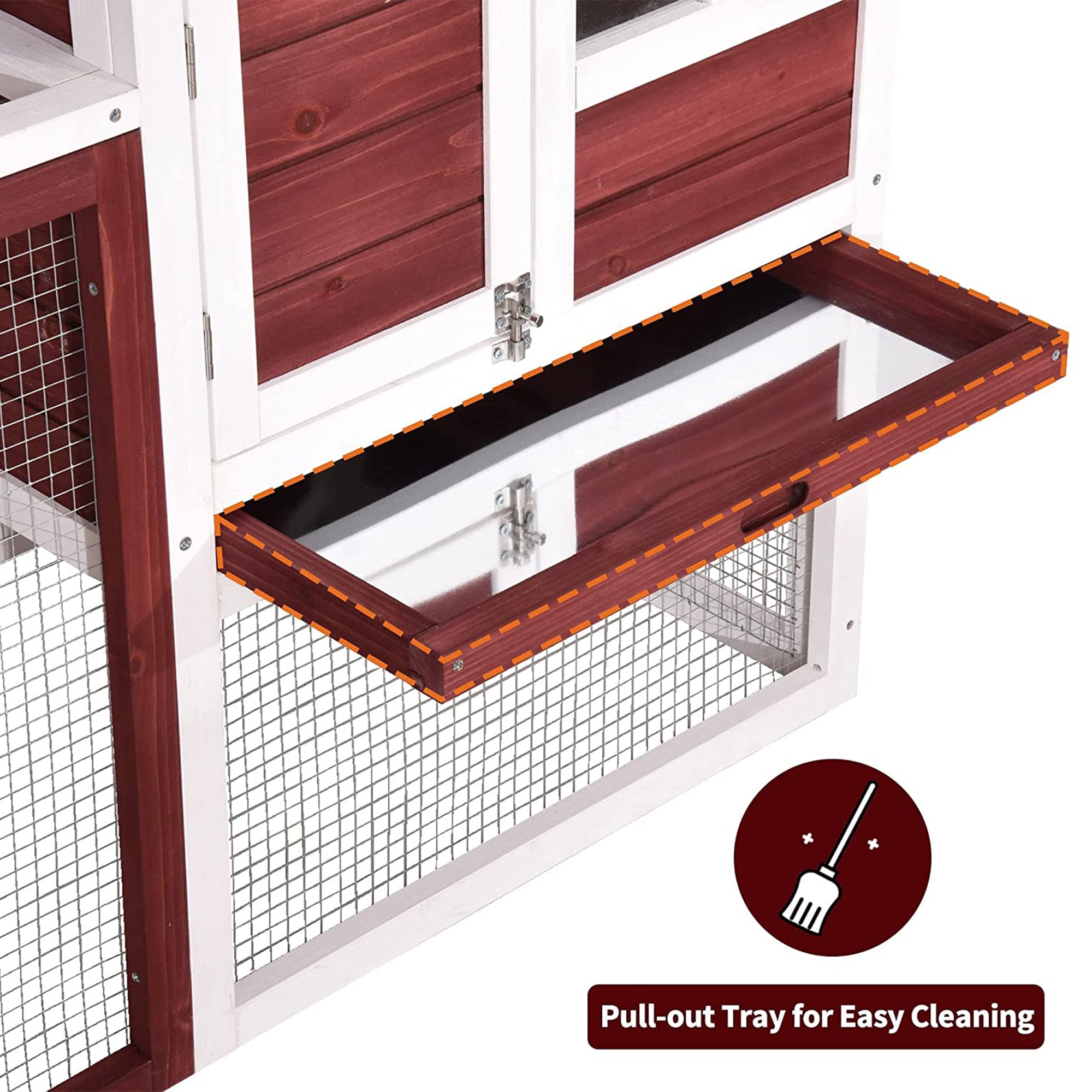 Lovupet Outdoor/Indoor Wood Chicken Coop, Rabbit Hutch w/ Pull Out Tray, Auburn