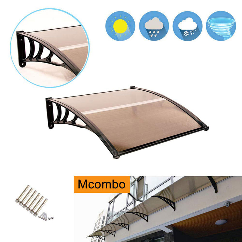 MCombo Outdoor 39 x 38 Inch Window Door Awning & Patio Canopy Shade, Dark Brown