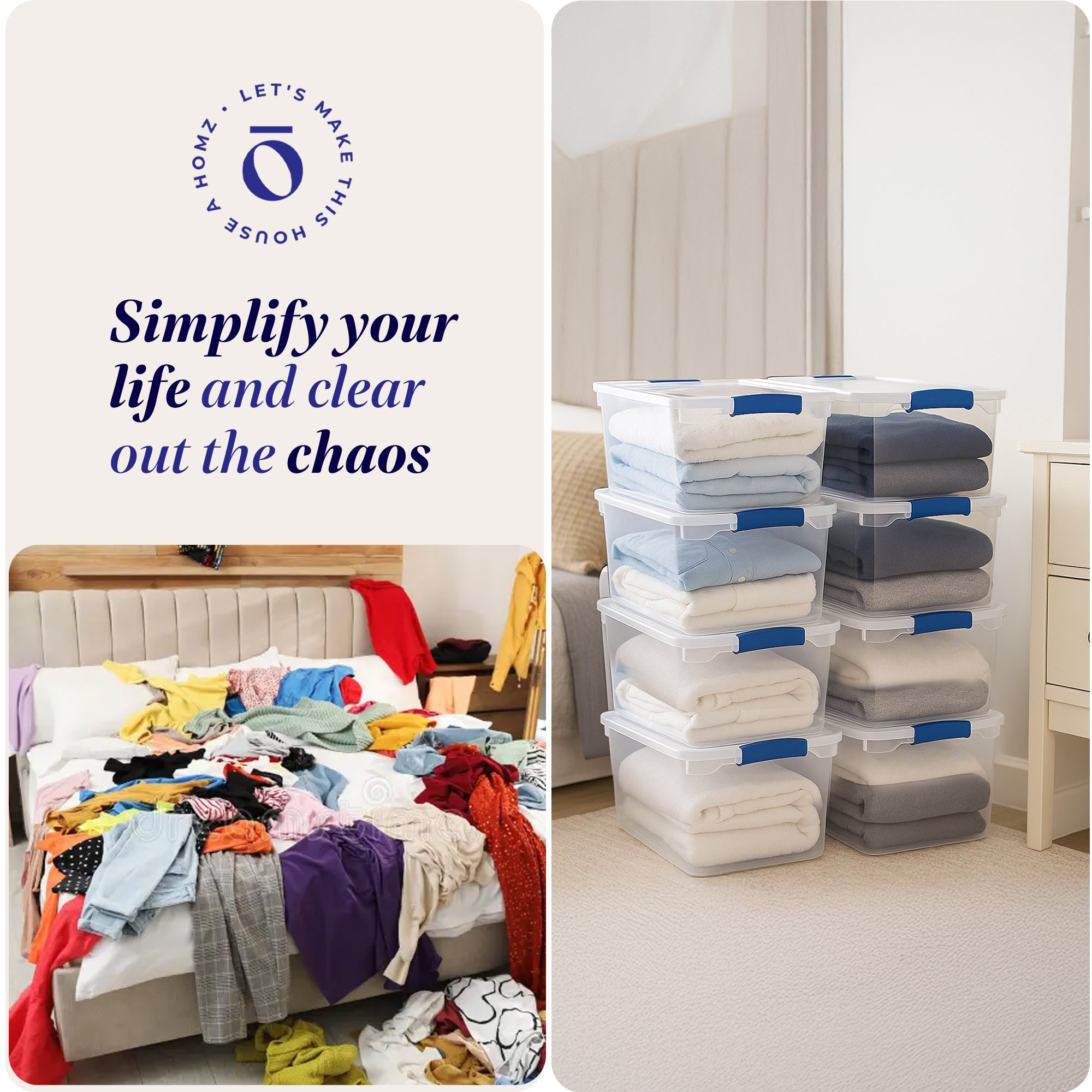 Homz 66 Quart Heavy Duty Modular Stackable Storage Containers, Clear, 8 Pack - VMInnovations
