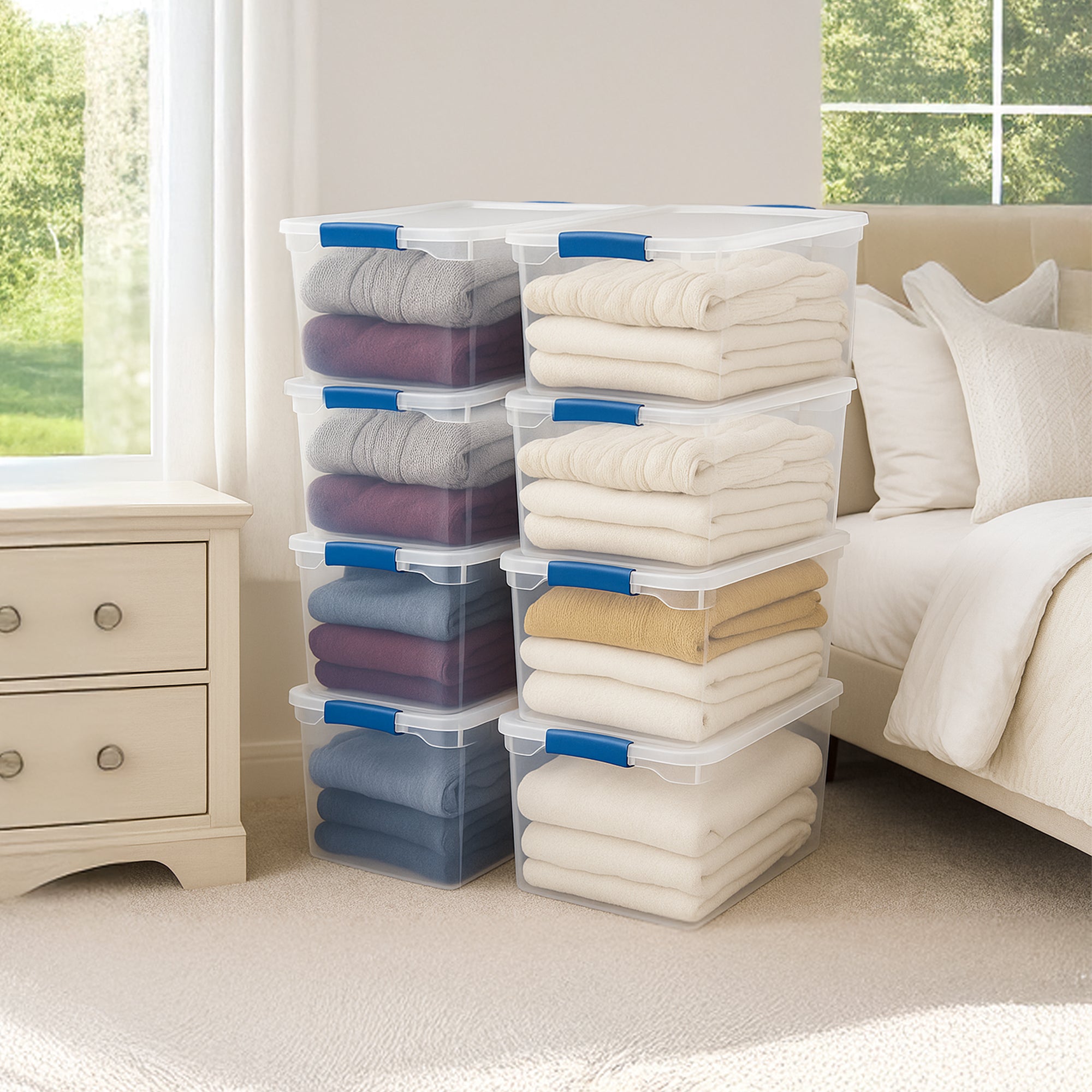 Homz 66 Quart Heavy Duty Modular Stackable Storage Containers, Clear, 8 Pack - VMInnovations