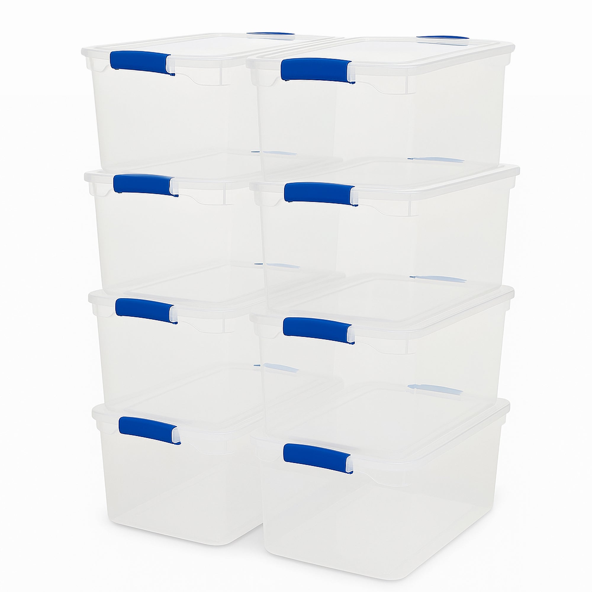 Homz 66 Quart Heavy Duty Modular Stackable Storage Containers, Clear, 8 Pack - VMInnovations