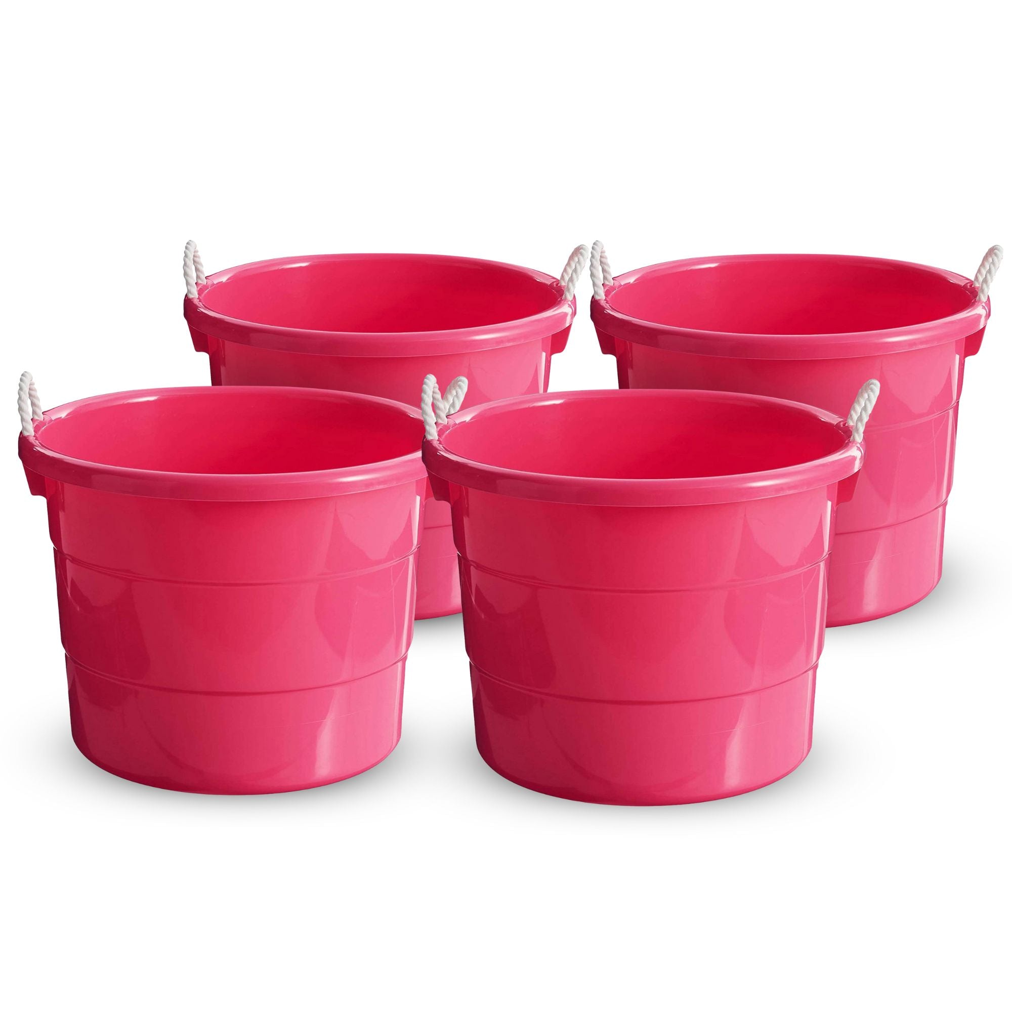 Homz Plastic 18 Gallon Utility Bucket Tub Container with Handles, Pink (2 Pack) - VMInnovations