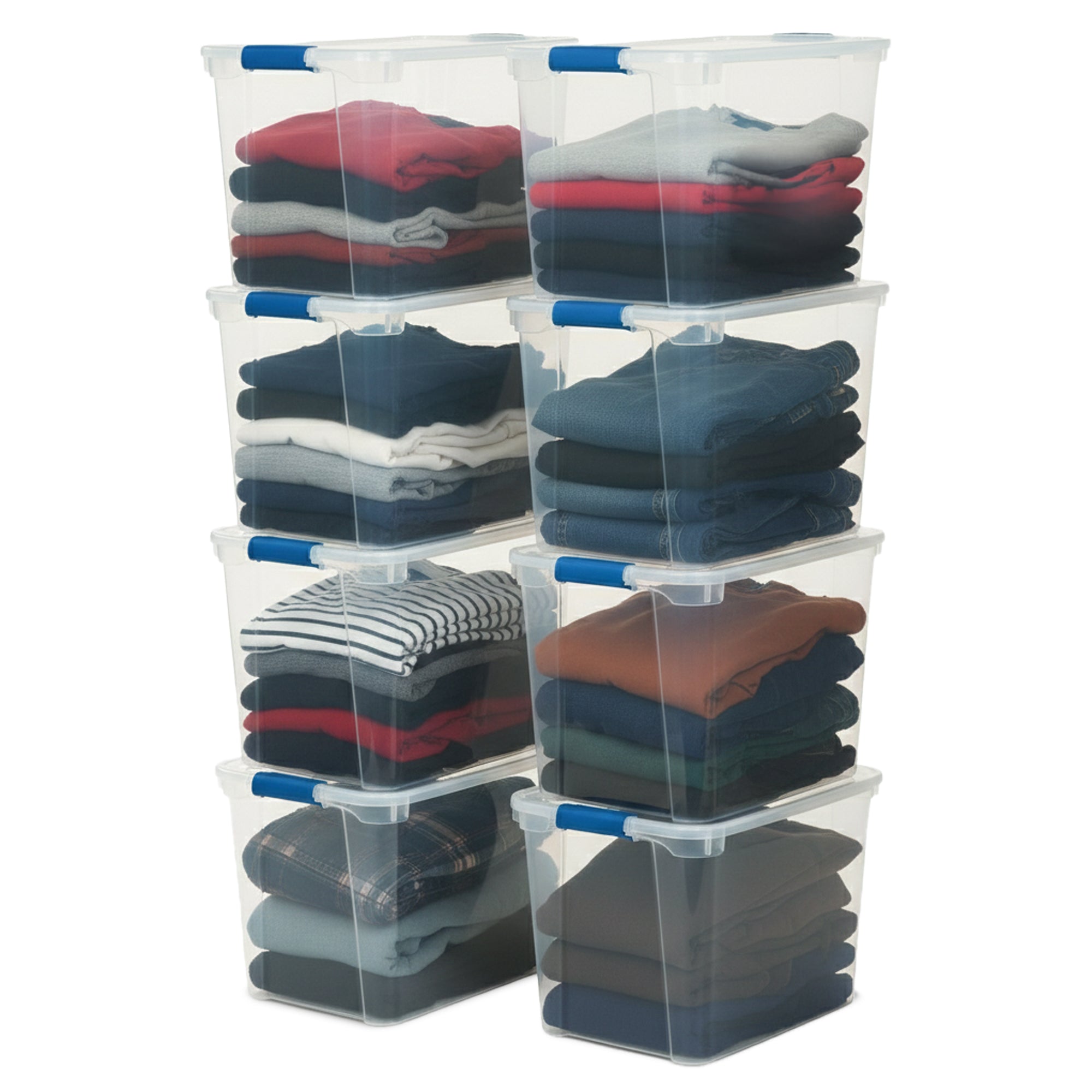 Homz 112 Quart Heavy Duty Clear Plastic Stackable Storage Containers, 8 Pack - VMInnovations