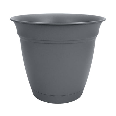 HC Companies ECA12000 12 Inch Eclipse Planter with Attached Saucer, Warm Gray
