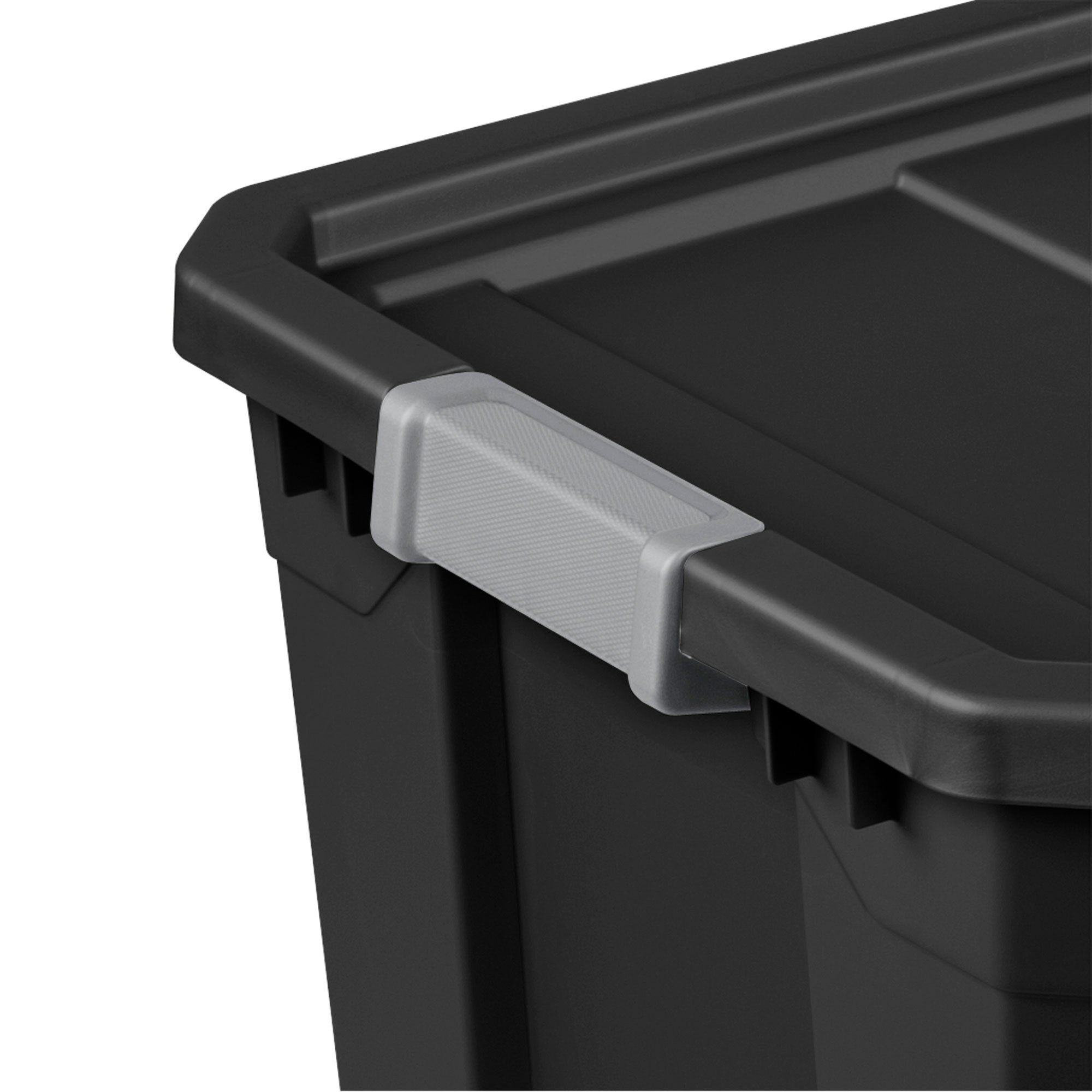 Sterilite 19-Gal Rugged Industrial Stacker Storage Tote w/ Gray Clip Lid, Black