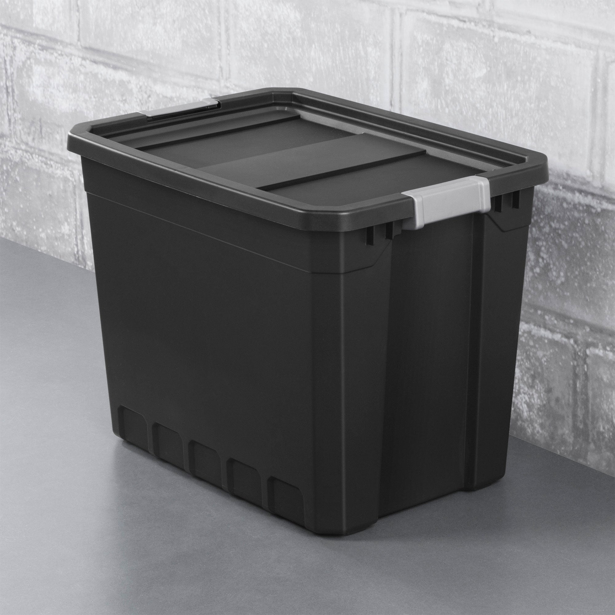 Sterilite 27-Gallon Rugged Industrial Stacker Storage Tote with Gray Clip Lid