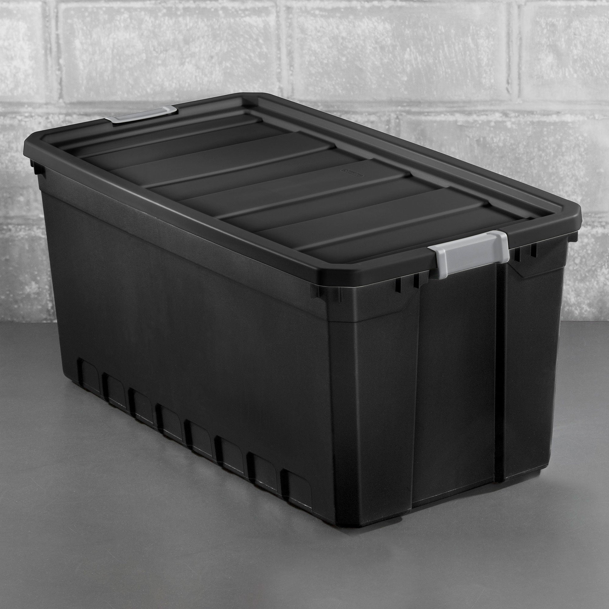Sterilite 50-Gallon Rugged Industrial Stacker Storage Tote with Gray Clip Lid
