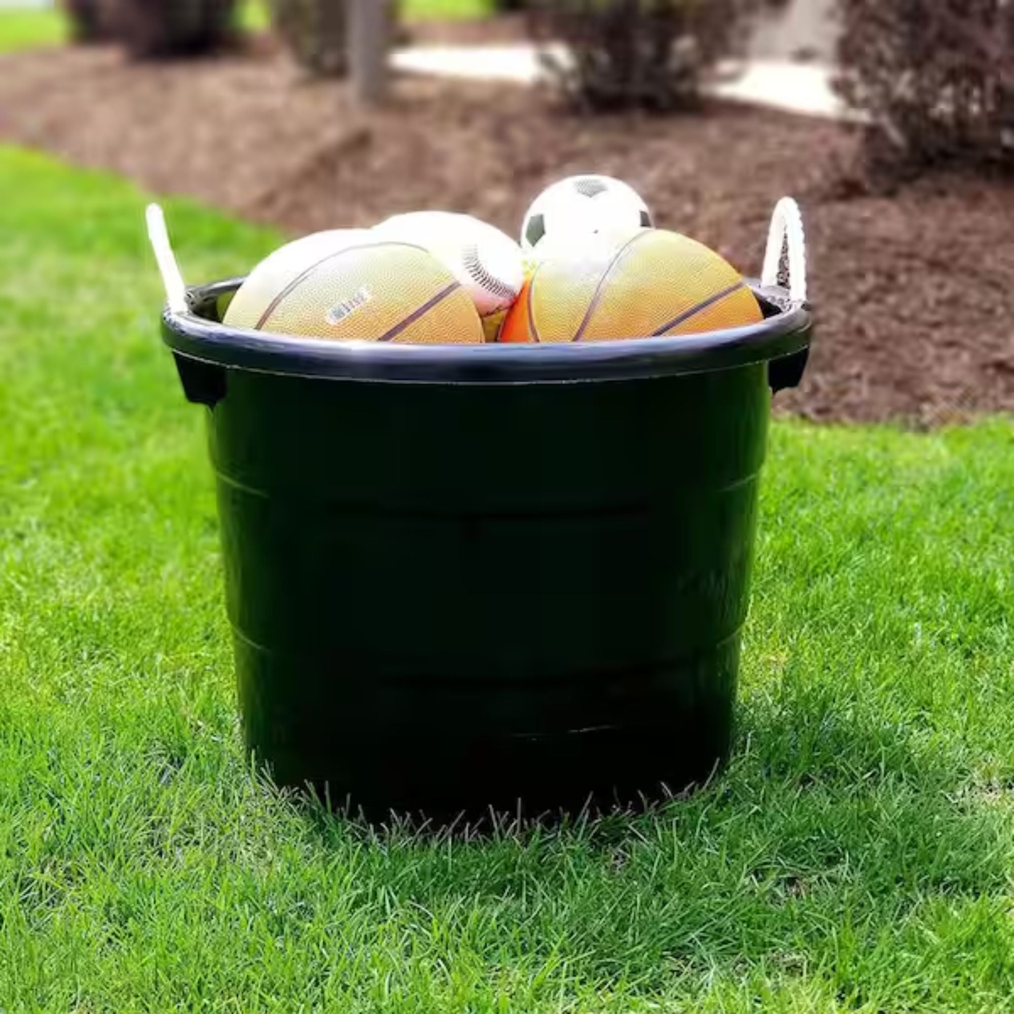 Homz 18 Gallon Plastic Utility Storage Bucket Tub w/ Rope Handles, Black, 8 Pack - VMInnovations