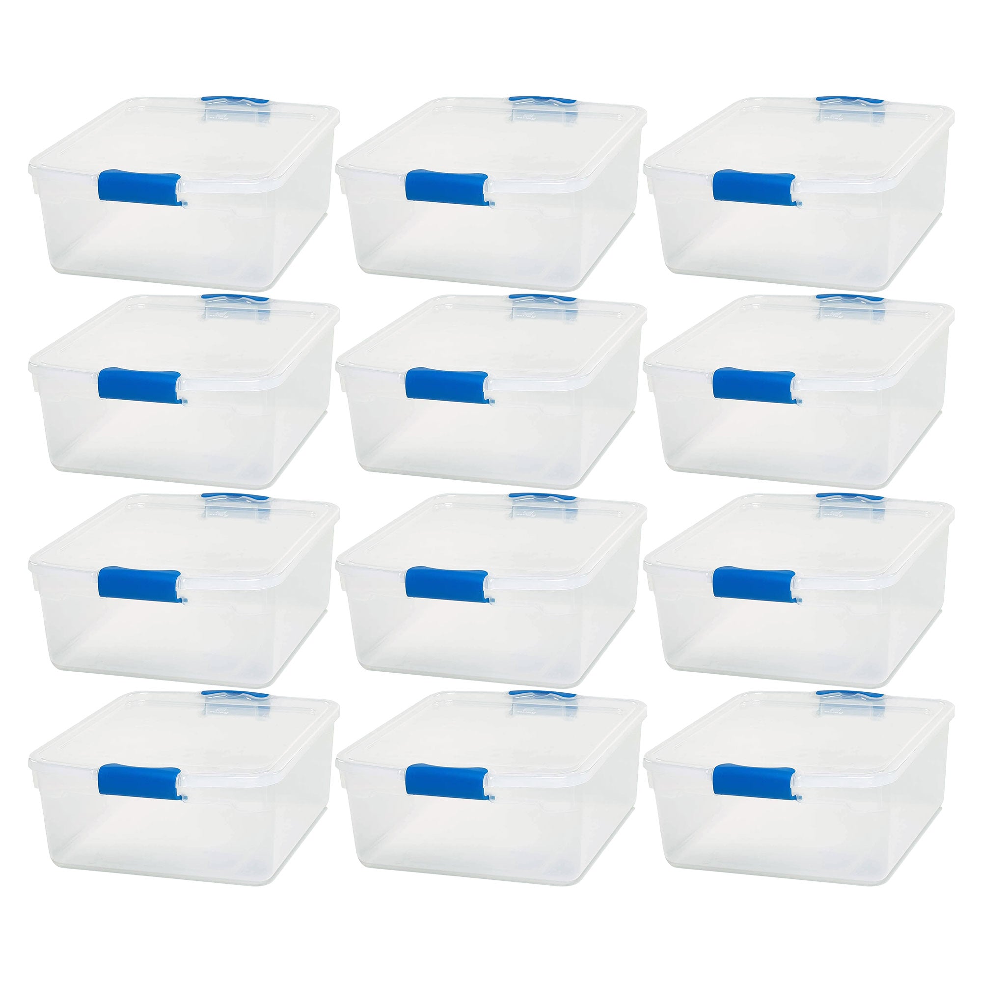 Homz 15.5 Quart Heavy Duty Clear Plastic Stackable Storage Containers, 12 Pack