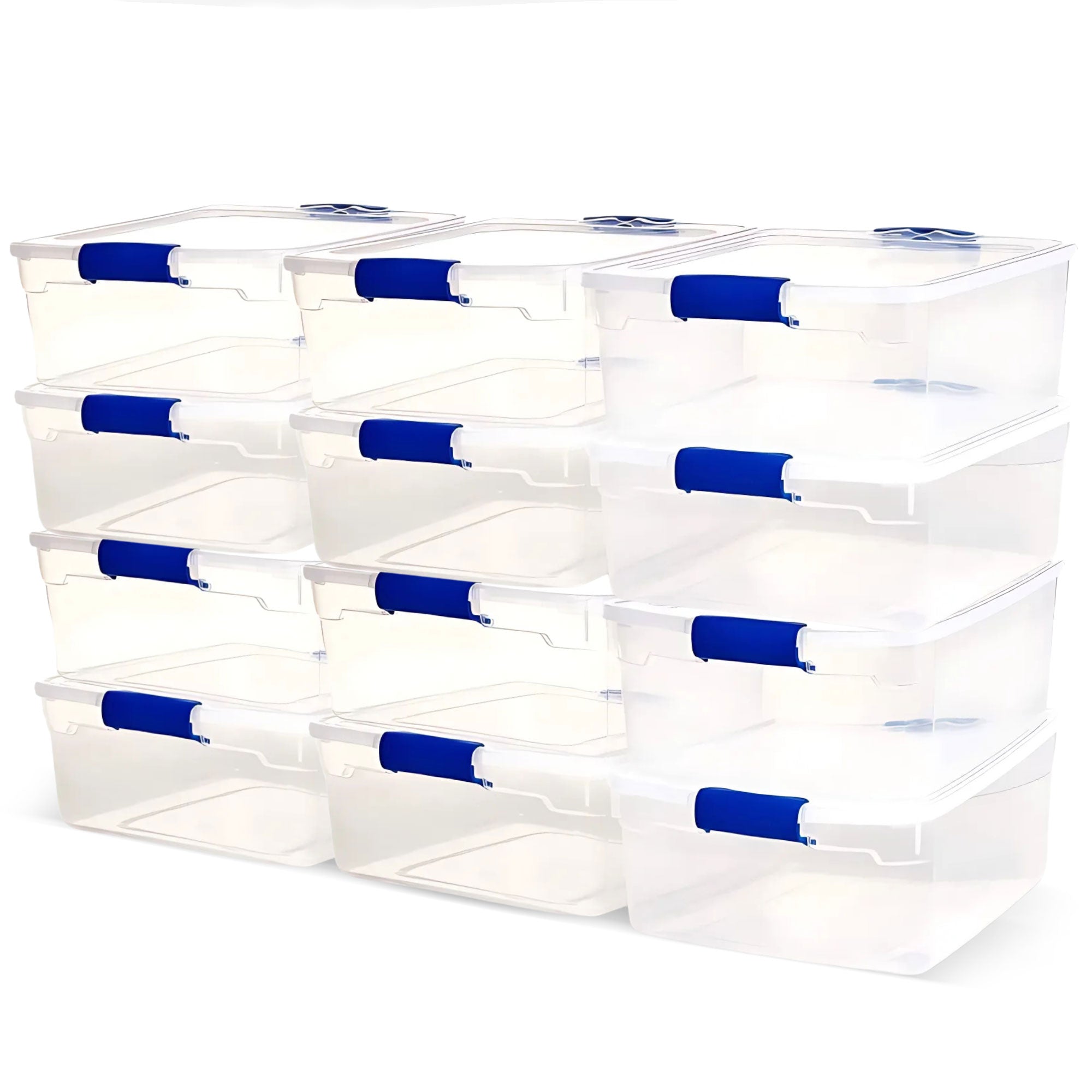 Homz 15.5 Quart Heavy Duty Clear Plastic Stackable Storage Containers, 12 Pack - VMInnovations