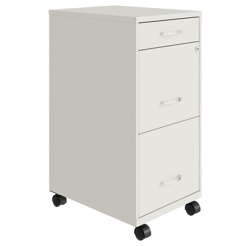 Space Solutions 18 Inch Wide 3 Drawer Mobile Organizer Cabinet for Office, White
