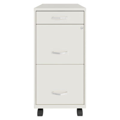 Space Solutions 18 Inch Wide 3 Drawer Mobile Organizer Cabinet for Office, White