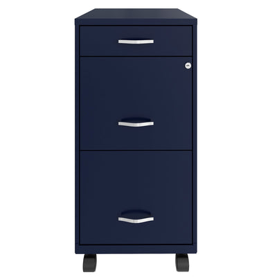Space Solutions 18 In Wide 3 Drawer Mobile Cabinet for Offices, Navy (Open Box)