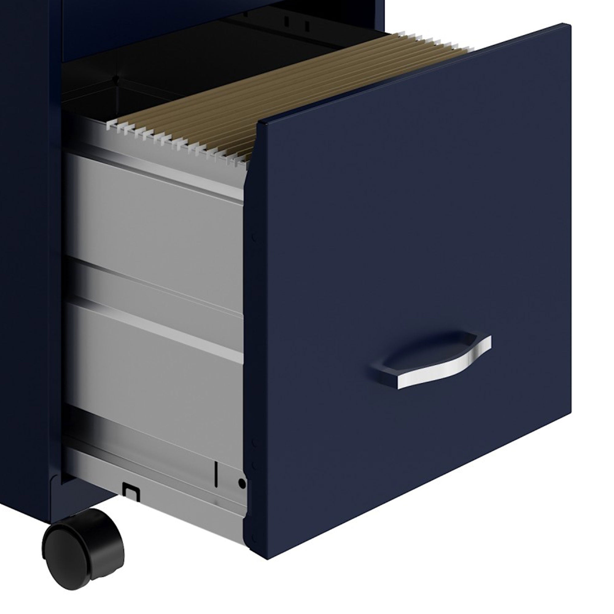 Space Solutions 18 In Wide 3 Drawer Mobile Cabinet for Offices, Navy (Used) - VMInnovations