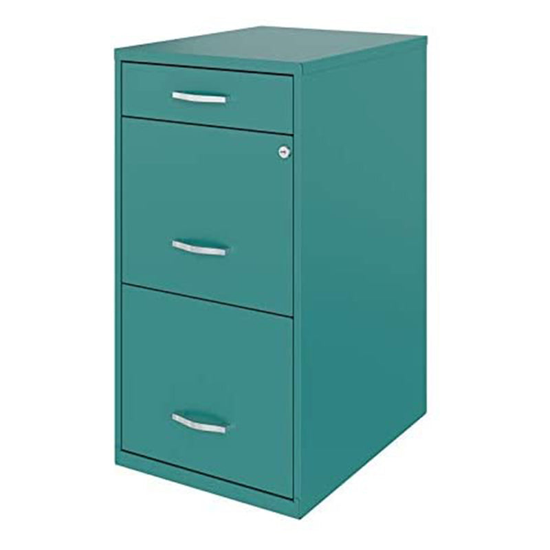 Space Solutions 18 Inch Wide 3 Drawer File Organizer Cabinet for Office, Teal