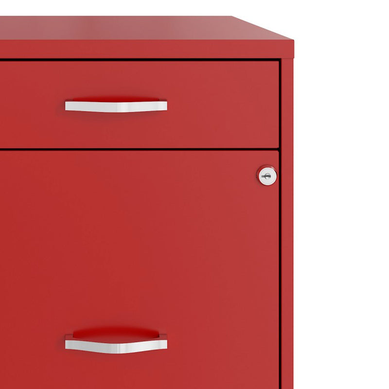 Space Solutions 18 Inch Wide 3 Drawer File Organizer Cabinet for Office, Red